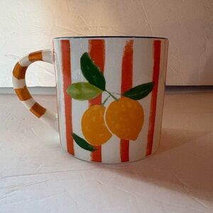 NEW - Potter’s Studio Striped Fruit Theme Ceramic Coffee Mug